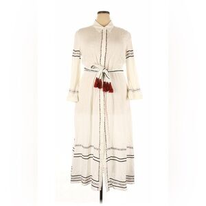 ZARA XXL SHIRT DRESS COTTON EMBROIDERY BELTED TASSELS